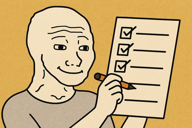 Character with ticked checklist, representing interview prep. Tips For A Video Interview..png