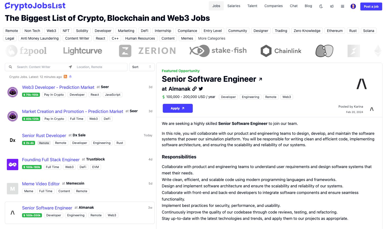 cryptojobslist landing page 2025