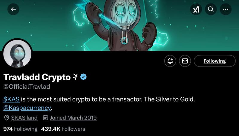 Travlad's crypto profile on X