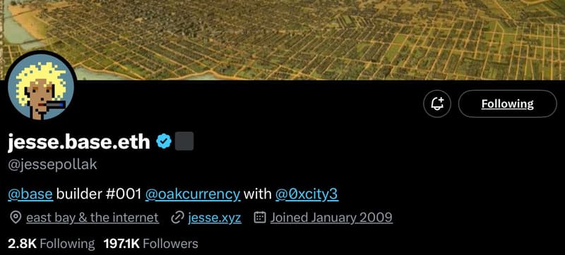 JesseETH's crypto profile on X